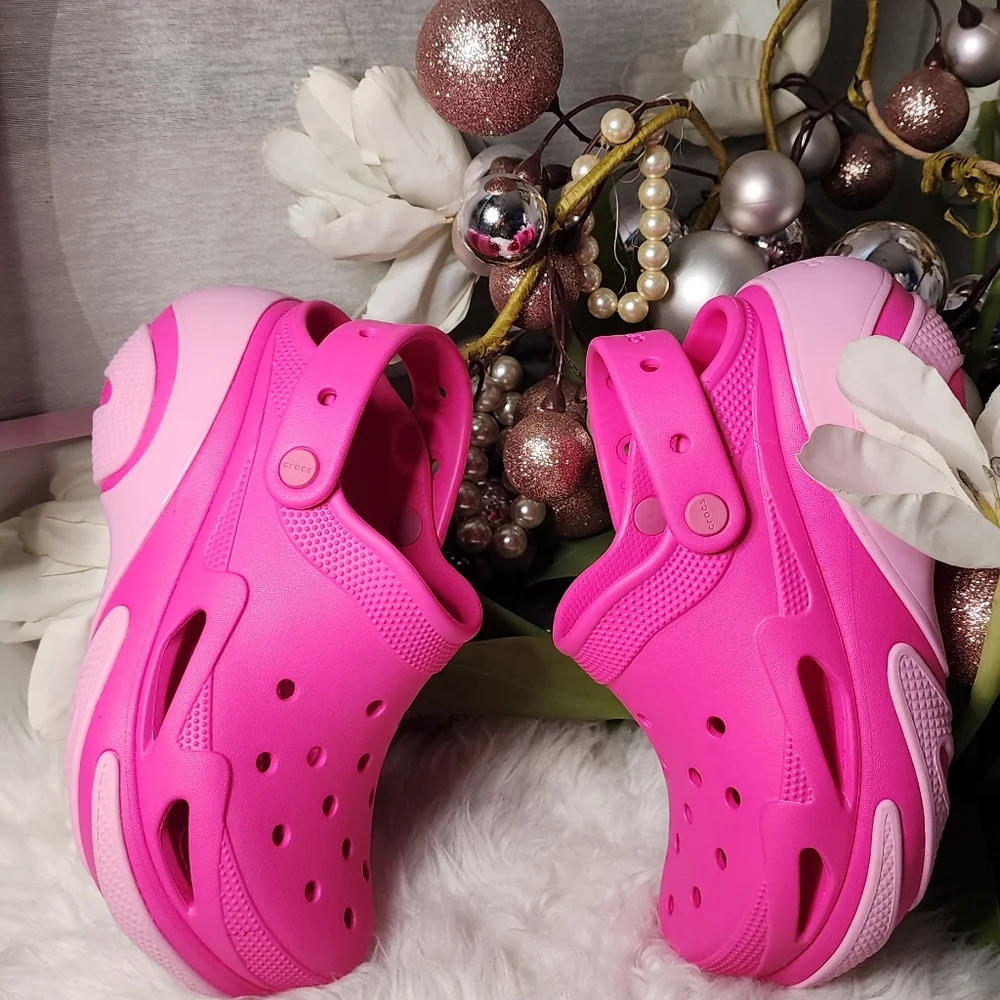 Crocs Bubble Crush Clog Women size9  Platform Slip On Pink Comfort shoes New